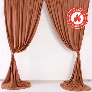 2 Pack 5ftx10ft Terracotta (Rust) Scuba Polyester Backdrop Drape Curtains, Durable Flame Resistant Event Divider Panels Wrinkle Free With Rod Pockets