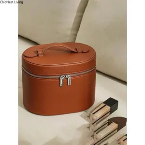 PU Leather Portable Makeup Bag, Detachable Large Capacity Cosmetic Storage Bag, Waterproof & Lightweight Travel Toiletry Bag, Multi-Pocket Organizer for Daily & All-Season Travel Use