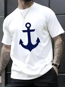 100% Cotton Preppy Nautical Anchor Gifts For Sailors Boaters & Yachting T-Shirt, Men's Women's Shirt Top, Short Sleeve Tops Crewneck Tshirt