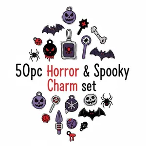 50pc Horror & Spooky Charm Set with Halloween Themed Charms & Horror characters.