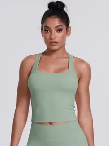 Women's Sporty Tight-Fitting Fitness Vest, Deep U-Neck Sleeveless Running Top, Ideal for Yoga & Pilates Training, Sports Vest Top