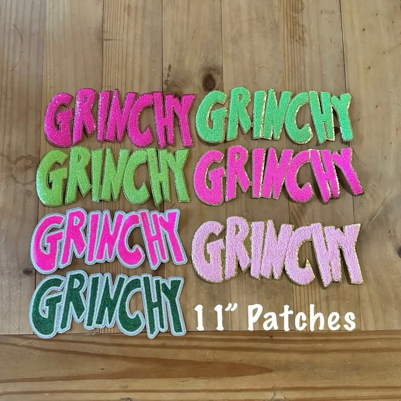 Grinchy Chenille & Sequin Patch Grinchy Chenille & Sequin Patch