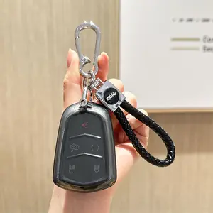 for Cadillac Key Fob Cover,5 Buttons Compatible with 2015-2023 Cadillac CTS XT5 ATS CT6 SRX Escalade-Soft TPU Shell Case 360°Full-Coverage Protection