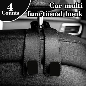 4 Counts Car Seat Headrest Hook, Improved Car Seat Back Double Hooks, Car Purse Hook, Hooks for Purses, Bags and Mobile Phones, Car Organization Accessories