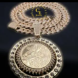 CEJewelry Roulette Chain 14 kt Gold Plated Necklace with Spinning Coin & CZ Stones Unique Pendant Designs for Stylish Outfits