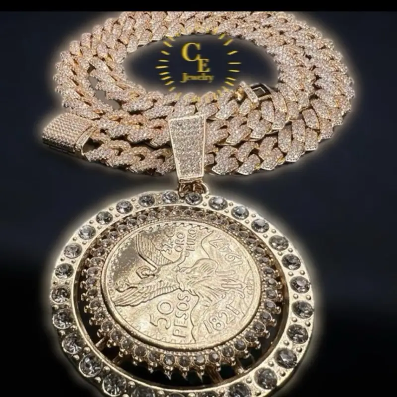Roulette chain 14 kt gold plated necklace with spinning coin