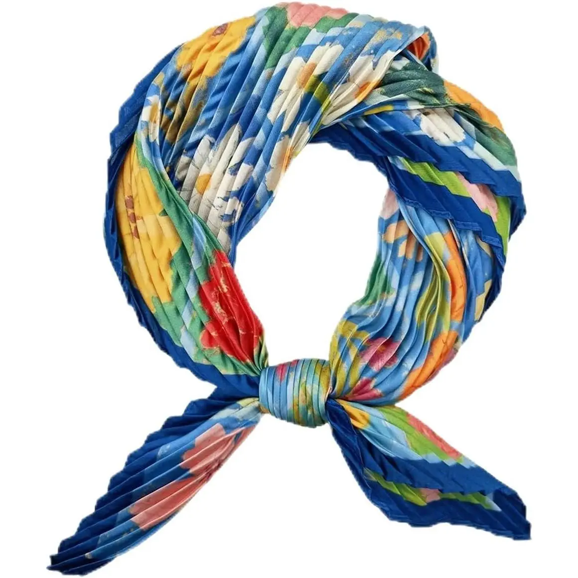 Women's 27"x27" Lightweight Satin Silk Scarf - Pleated Satin Neckerchiefs for Neck, Hair Wrap, Headband, Bag Tie, Casual & Office Wear, Lightweight Fabric Neckerchiefs, Flowers, Printed Bandana Neckerchiefs