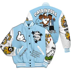 Legend Blue Inspired Varsity Jacket, Retro All Over Graphic Bomber, Premium Sneaker Culture Streetwear, Stylish Gift For Trend Enthusiasts