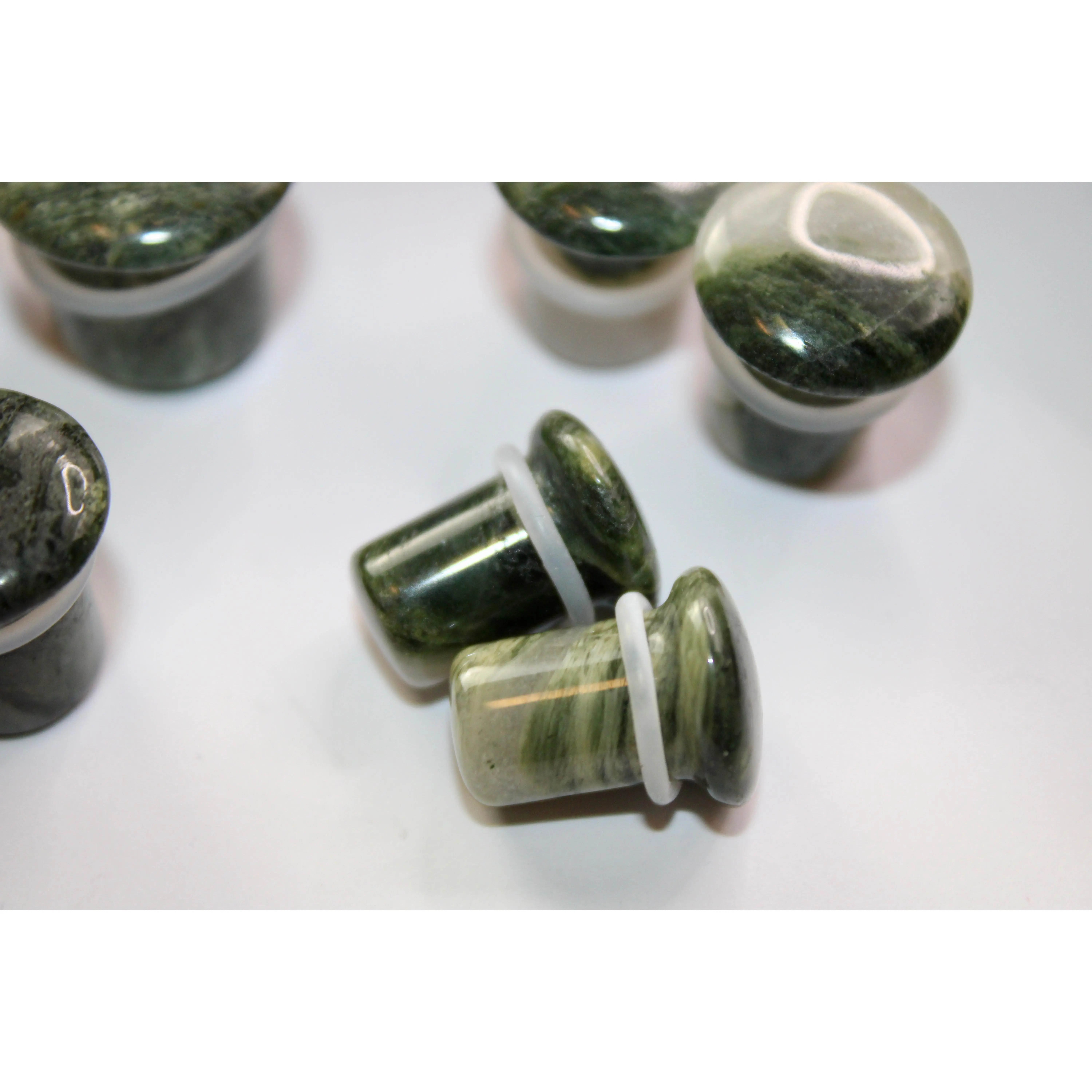 Green Line Jasper Single Flare Plugs Pair
