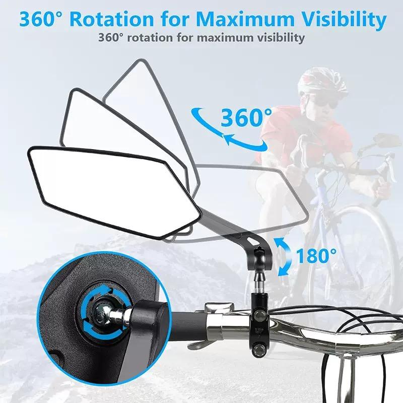 2pcs Bicycle Rearview Mirror High Definition Glass Anti-Scratch Wide Angle Side Mirror 360° Adjustable Bike Mirrors for Bicycle Mountain Bike Road Bike - Outdoor Cycling Safety Accessories