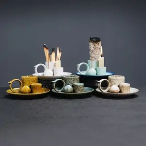 Premium Ceramic Incense Burner with Handle, 4-In-1 Ash Collection Tray, Exquisite Home Decor Fragrance Scent for Yoga, Meditation and Gifts, Candle