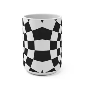 Optical Illusion Mug, 15oz Coffee Cup, Black and White Checker Design, Unique Gift for Puzzle Lovers, Fun Kitchen Decor