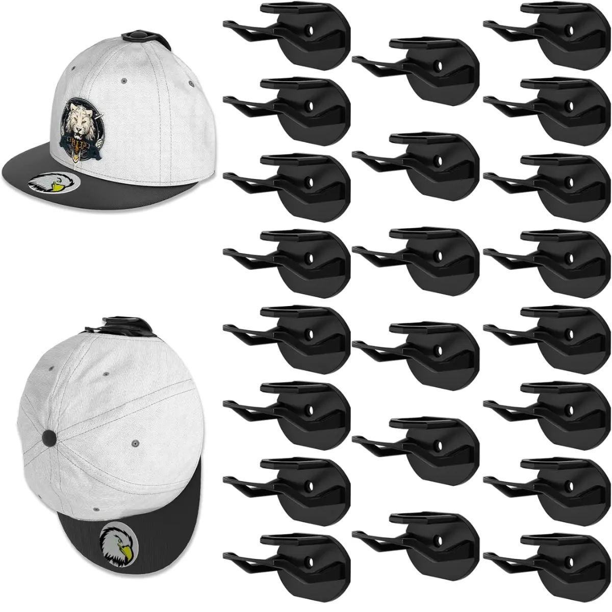 22 Pack Adhesive Hat Hooks for Wall, Super Strong Rack for Baseball Caps, Hat Organizer Display Home Decor, Hat Hangers Holder for Wall, Door