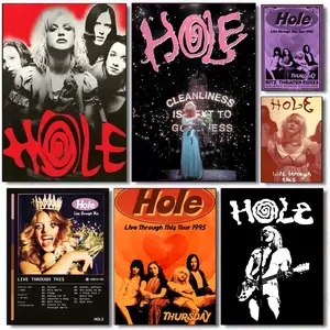 Alternative Rock Band H-hole Poster HD Waterproof Self-Adhesive Art Vibrant Wall Print for Living Room Bedroom Bar Parlor Home Decor Gift Fade-Resistant Easy-Apply Durable Dly Artwork Multiple Sizes, High Definition, Easy to Apply & Clean