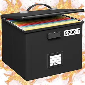 Fire Proof File Box for Documents - Portable Fireproof Document Organizer Box with Handle  Safe Locking Folder Storage with Lid