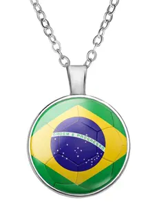 Soccer Flag Necklace Argentina Brazil Usa Mexico Canada, Sporty Plain Alloy Pendant, All Seasons Accessories, Entertainment Collectibles
