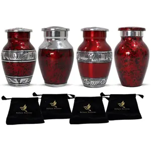 Small Urns for Human Ashes Keepsake - Mini Urn for Ashes Set of 4 - Honor Your Loved One with Handcrafted Red Keepsake Urns for Women & Men (Red, Set of 4)