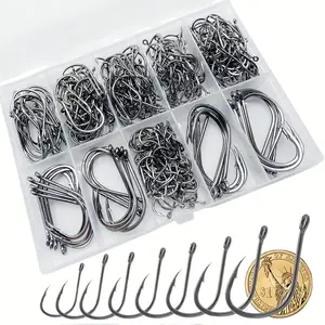 300Pcs/Box (22 #         ...15 #         10 #         Fishing Hook, Forged Steel/Barded Design, 8 Sizes Universal Octopus Fishing Hooks Set, Sharp/High Carbon/Hook Eye, Suitable Sizes in Freshwater Saltwater