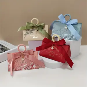Gift for Her/Him 20pcs Large Size Multicolor Foil Paper Gift Boxes, European Triangle with Pearl Floral Handheld Candy Box, Muffin Cake, Candle, Jewelry Gift Packaging Box for Mother'S Day Wedding Birthday Anniversary Festival Party Supplies