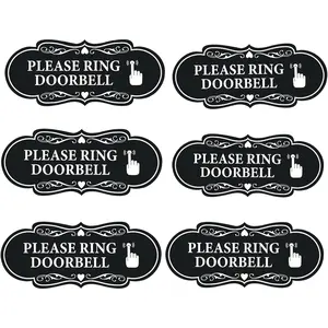 Please Ring Doorbell Sign 6Pcs Self Adhesive Door Entrance Reception Notice Vinyl Sticker for Home Office Ring Doorbell 4.7 x 2 Inches