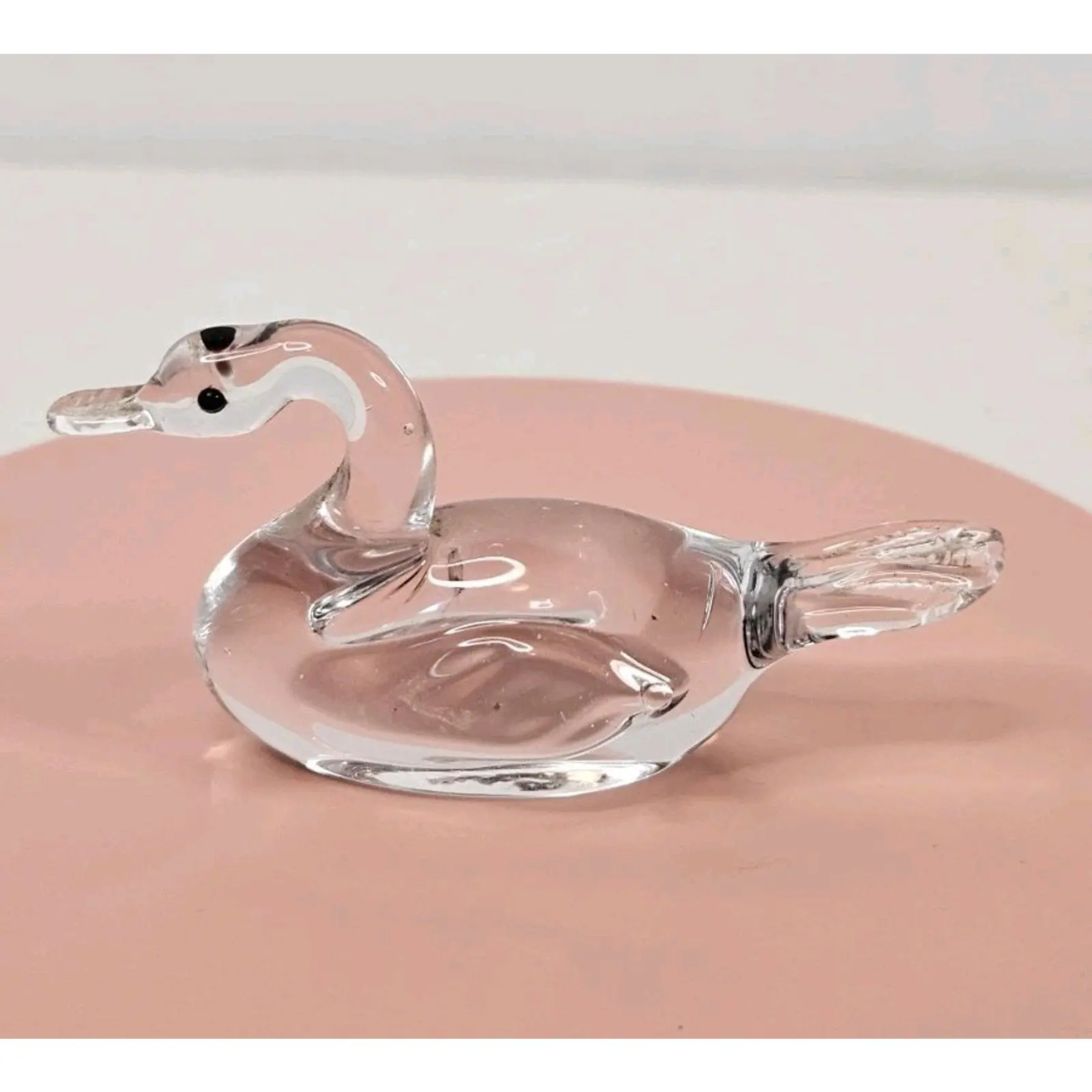 Vintage Mini Bird SWAN Shaped Crystal Glass Figurine Mid-Century Glass Art