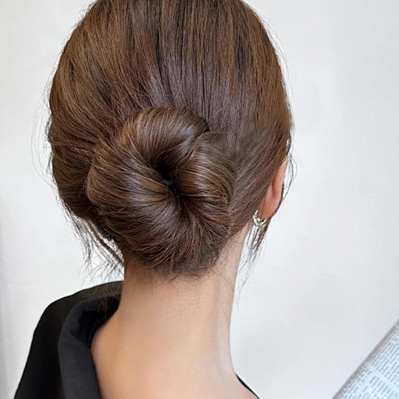 10 PCS Hair Bun Maker for Women and 12 Black Hair Ties Lazy Hair Curler Bun Clips Easy Magic Snap Roll Sponge Bun Donut Hair Maker for Women With Hair Ties Haircare Heatless