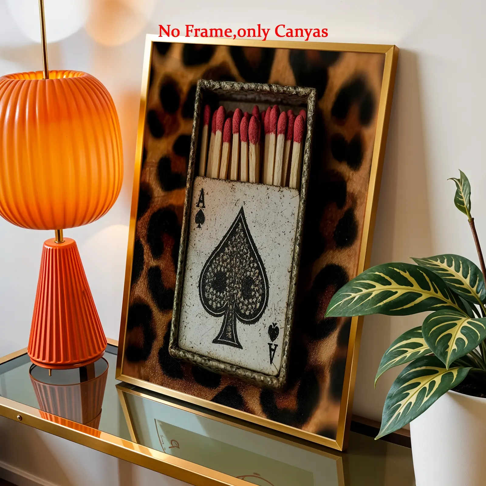 Wall arts Ace Spade Pattern Posters Leopard Print Design Canvas Prints Bedroom Decor Living Room Decor Aesthetic Wall Decor Gift Unframed