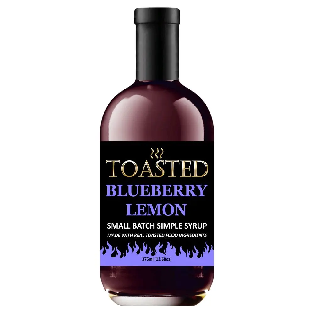 TOASTED Blueberry Lemon 375ml Small Batch Simple Syrup made w/ REAL TOASTED FOOD ingredients - created for Old Fashioneds, amazing in Craft Cocktails!