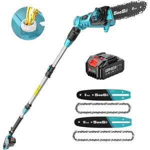 Seesii Electric Pole Saws for Tree Trimming, 10 Inch & 8 Inch Cordless Pole Chainsaw Bars with Extendable Rod (Up to 9.2ft), Auto Oiler, 4000mAh Battery Powered Tree Pruner for Bush & Branch Cutting CHT10 #TikTokShopBlackFriday