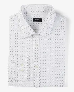 Express Slim Dot Print Wrinkle-Resistant Everyday Performance Dress Shirt