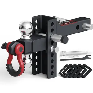 TYT Adjustable Trailer Hitch Ball Mount with Lock&Pin&Rotatable Tow Shackle, Fits 2-in Receiver, 5" Rise/Drop, 2-in, 2-5/16-in Hitch Ball, 10000LBS GTW, Ultra Quiet