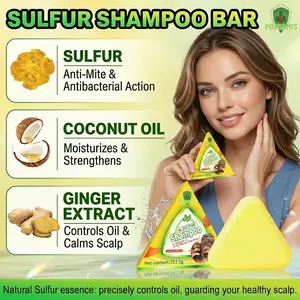 POZOAMIS Sulfur Shampoo Bar Natural Sulfur Shampoo Bar with Coconut Oil & Ginger Extract, Plant-Based Anti-Dandruff Soap for Healthy Scalp, Gentle Anti-Mite & Refreshing Hair Cleanser
