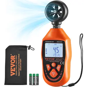VEVOR Portable Anemometer with LED Backlit Display, Summervibes, Measures Wind Speed, Temperature, Air Volume, and Chill Factor, Ideal for Outdoor Activities