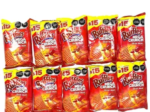 10 - PK RUFFLES MEGA CRUNCH, Sabritas Chips, Snack Crispy Crunchy Bite - 50 GRAMS PER BAG - MEXICAN CHIPS - PAPITAS MEXICANAS - SABRITAS MEXICANAS