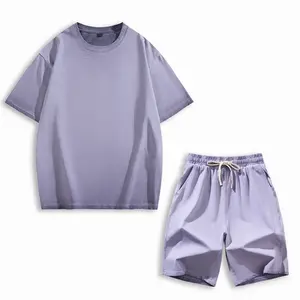 Unisex Short Sleeve T-Shirt and Shorts Set, Crew Neck Short Sleeve T-Shirt, Water Wash Vintage Craft, Comfortable Fabric, Suitable for Summer, Vacation and Travel