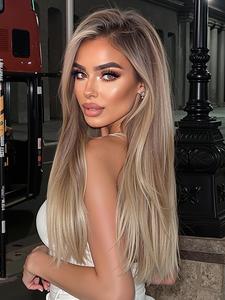 lace front wigs for women, natural fluffy long straight hair wigs without bangs, breathable synthetic wigs for party, daily hairstyle ideas