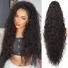 Female Synthetic Hair Extensions - 30-in/26-in 180g Black Brown Soft Curly Ponytail, Drawstring & Claw Clip Base, Fluffy Curls, Adjustable Tightness for High Ponytails, Soft Curly Ponytails
