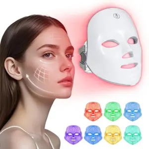 USB Rechargeable Face Mask with Adjustable 7 Color LED Lights, Wireless Skincare Tool for Home and Salon Use, Perfect Gift for Girls and Women, Facial Mask