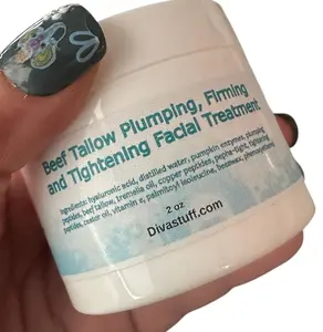 Diva Stuff Beef Tallow Plumping, Firming and Tightening Facial Treatment, New Full 2 Ounce Size, With Hyaluronic Acid