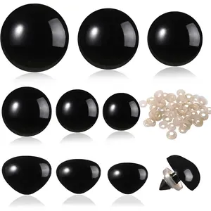 360 count Large Plastic Safety Eyes and Noses 12-30mm Assorted Sizes with Washers for Crochet Big Stuffed   Felting Crafts Dolls DIY, Black