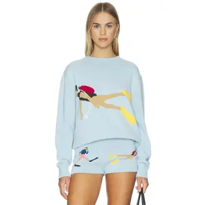 Yellow The Label Diver Knit Top in Light Blue