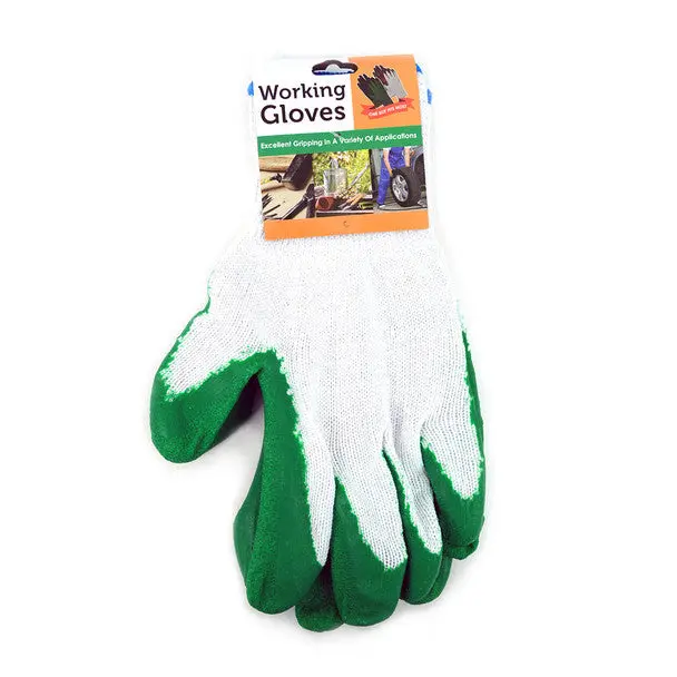 Heavy-Duty Latex Coated Green Garden Work Gloves - Textured Grip, Knit Wrist, Multi-Purpose