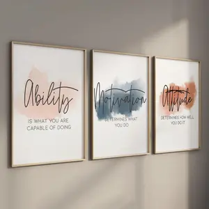 Modern Watercolor Inspirational Quotes Unframed Poster, 3 Counts/set Colorful Artwork Wall Painting, Motivational Wall Art for Office, Bedroom, Living Room, Decor, Quote Prints