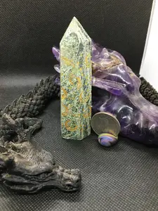 Green Zebra Jasper3.5inches tall Home Ornament #gesmstone #gemstonetower #greenzebrajaspertower #greenjzebrajasper #greenjasper @gemsandtreasure