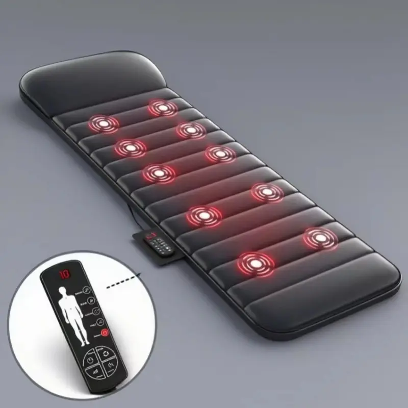 Electric Massage Mattress Full Body with Heating Kneading Vibrating Neck Back Relaxation With Hand Control Lumbar Airbag Pillow