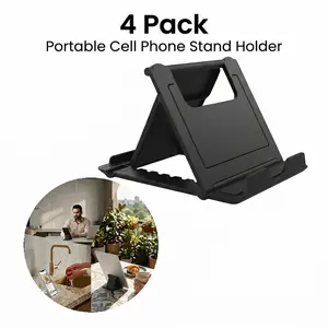 4 Pack Portable Foldable Cell Phone Stand for Desk, Pocket-Sized Adjustable Universal Phone Holder for iPhone, iPad, Samsung, Android Tablets, Lightweight Travel Kickstand, Colorful Multi-Angle Desktop Stand