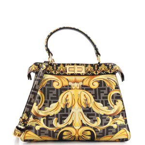Pre-owned FENDI Leather Top Handle Bags x Versace Fendace ISeeU Peekaboo Bag Printed Laminated Medium by Rebag