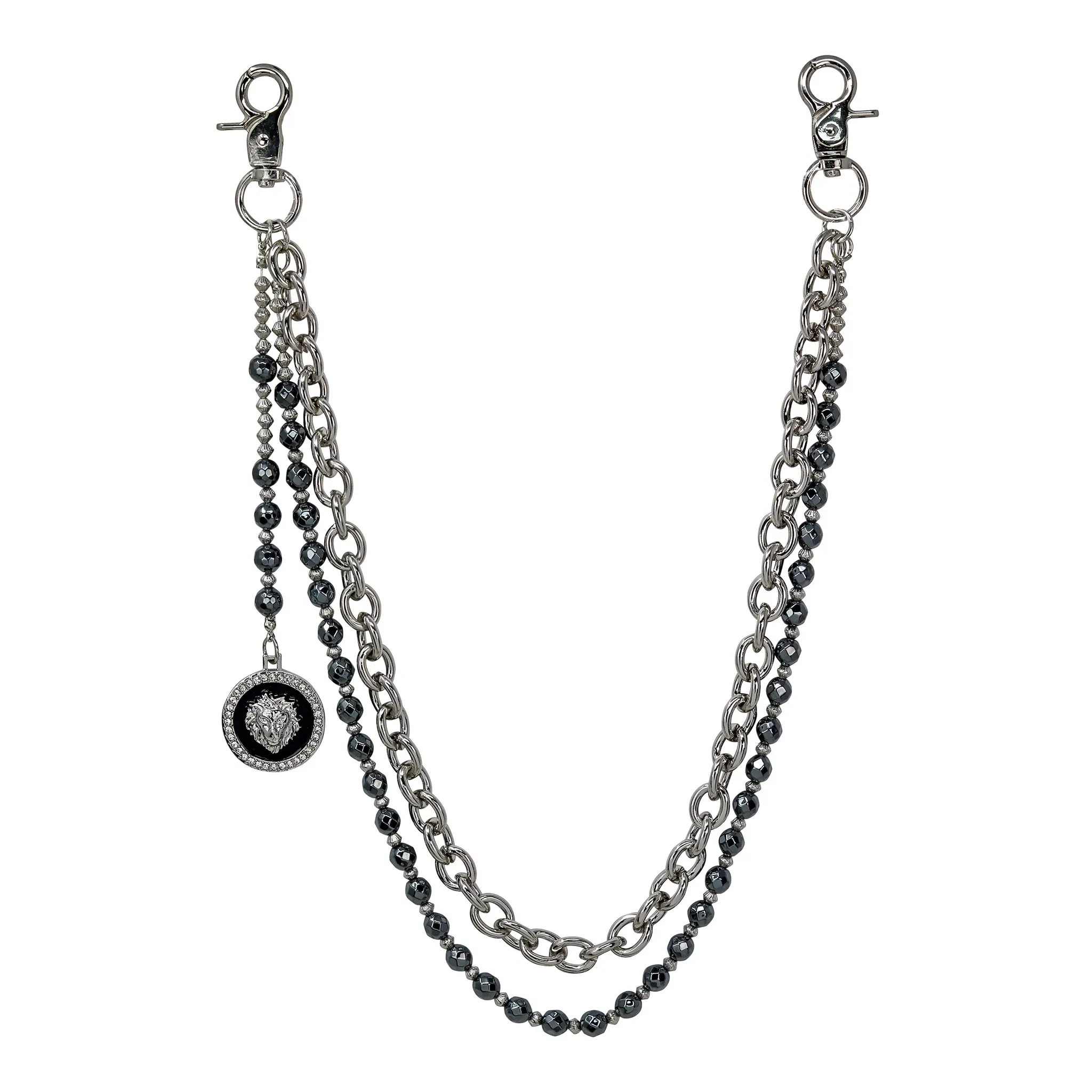Double Layer Pant Chain – Lion Style – Silver Plating – Alloy with Coated Finish