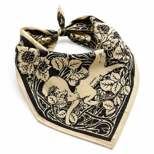 Floral Fox Bandana – Bramble Cotton Head Scarf, Fairytale Book Inspired Design, Woodland Animal Hair Wrap, Nature Gift