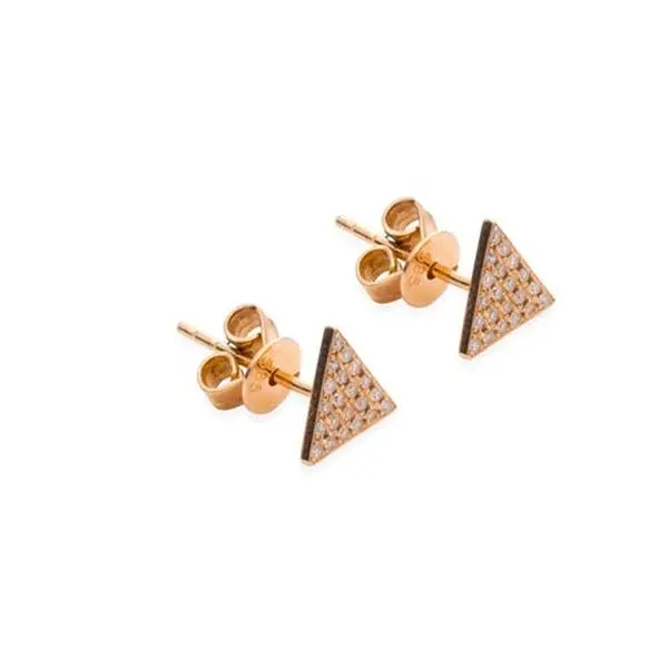 Diamond & Rose Gold Pave Triangle Stud Earrings